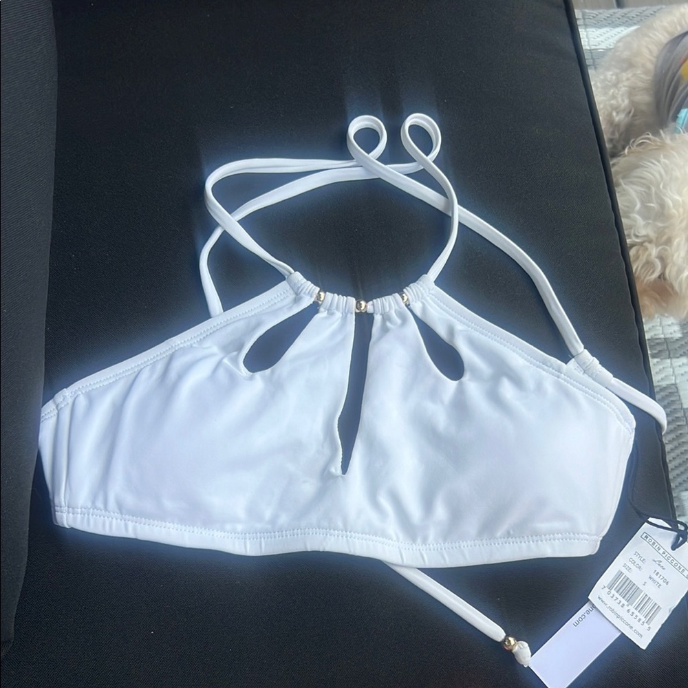 Robin Piccone White Bikini Top with Cutout Design